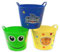 DIY Kids Toy Storage Buckets (3Pack, 26L) - Flexible Plastic Tubs with Animal Face Stickers - Large Playroom Organiser Bins with Handles - Children's Bedroom Container for Toys, Games, Crafts
