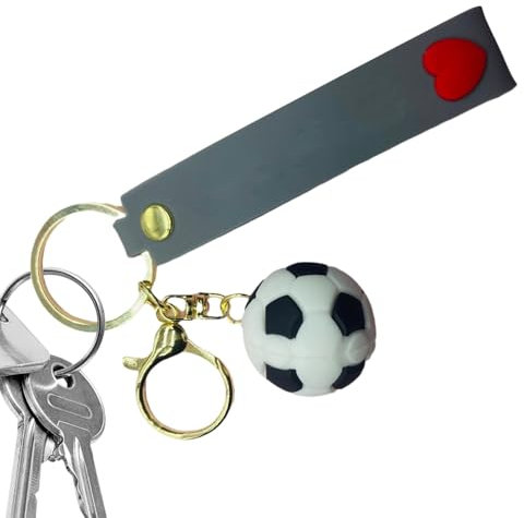 Dreuhuing Ballschlüsselkette, Fußballschlüsselkette - Silikon 3D -Ball Viel Glück Keychain - -Rucksack -Anhänger, Sportparty -Gefälligkeiten, Sportfan -Schlüsselringe für den Schulkarneval