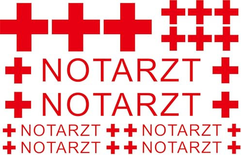Notarzt Aufkleber Set 15-teilig – Zuschneidbare Sticker für Bobby Car & Fahrrad – Perfekt für Kinder, Helm, Modellbau – Wetterfest & langlebig (Notarzt)