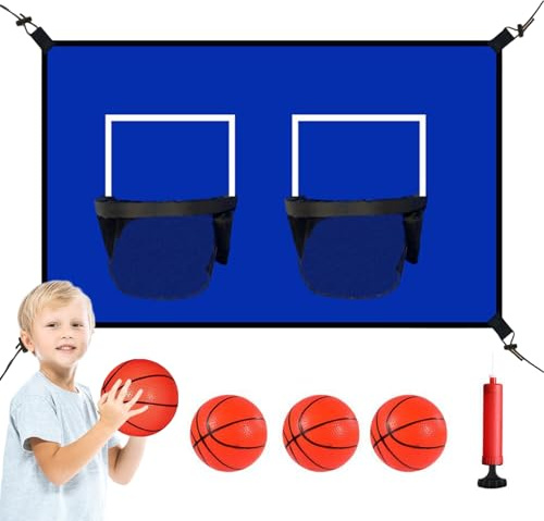 Basketballkorb für Trampolin im Freien – Trampolin-Basketballkorb zum Dunken, stoßdämpfendes Outdoor-Sportzubehör für Hinterhof-Trainingsübungen