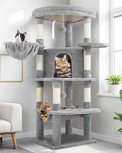 Globlazer C51 Sturdy Cat Tree Tower Corner Hammock 45CM Cave for Indoor Cat | Good Size Cat Tree with Platform Large Lounging Sisal Scratching Posts, Easy to Build Cat Tower Soft for Large Cats Kitten