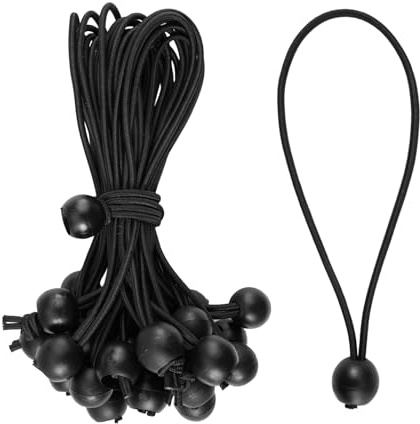 30 Pcs Tendeurs Élastiques avec Boule 20 cm, pour Bannières, Bâches (Noire) | Tendeurs en Caoutchouc avec Boule, Tendeur Elastique Boule, Flexible Tendeur Bache Sandow Elastique