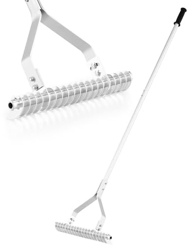 RELAX4LIFE Râteau à Chaume en Aluminium 178 cm à Tête Réglable | Râteau à Gazon Double Face, 50 cm de Large, 19 Dents Courbées, Manche Antidérapant pour Jardin et Pelouse