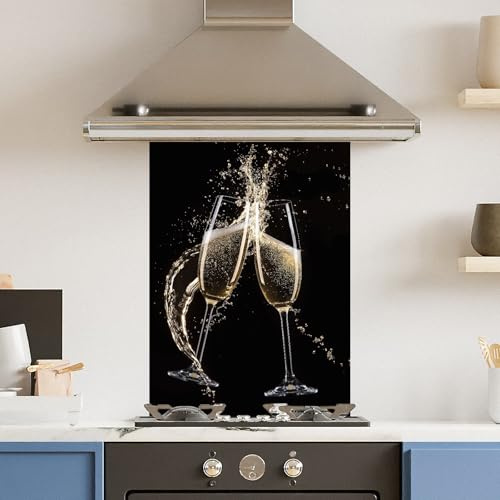 Premium 60 x 90cm Champagne Flute 6mm Glass Toughened Kitchen Splashback