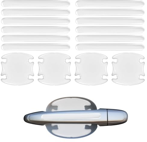 Universal Car Door Handle Protectors 16pcs Transparent Anti-Scratch Guard Stickers, Waterproof Car Door Handle and Rear View Mirror Scratch Protector Sticker for Most Vehicles (Transparent)