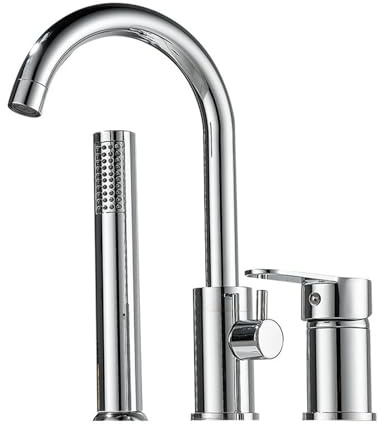Mitigeur Baignoire 3 Trous Chromé Laiton Robinet Douche et Baignoire-Chromé