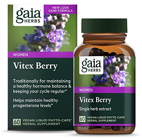 Gaia Herbs Vitex Berry, Chasteberry, Hormone Balance for Women, Vegan Liquid Capsules, Black 60 Count