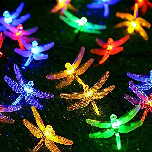 KEEDA Solarbetriebene Außen Lichterketten, 16ft 20 LED Libelle Wasserdicht Weihnachtsbaum Lichter, Solar Dekorative Lichter für Draussen Garten, Weihnachten, Party Dekorationen