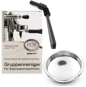 Spar Set 1x ECM Reinigungspinsel,1x ECM Gruppenreiniger (10x20g) u. 1x BlindSieb