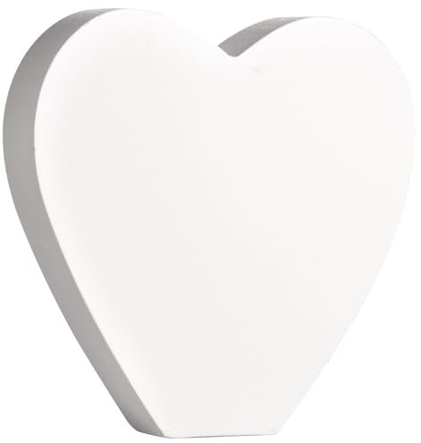 Rayher 62679000 MDF- Symbol Herz, weiß, 11 cm, Stärke 2 cm, 3D-Herz Holz, Holz-Herz