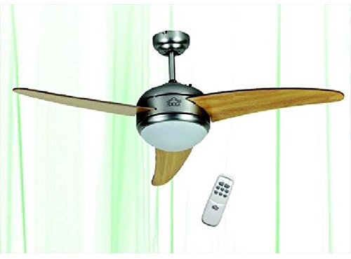 DCG VE60 VENTILATORE DA SOFFITTO 3 PALE IN LEGNO MINIMA RUMOROSITA' CON PORTALAMPADA INCLUSO ATTACCO E27 - TELECOMANDO IN DOTAZIONE PER ACCENSIONE REGOLAZIONE VELOCITA' E SPEGNIMENTO