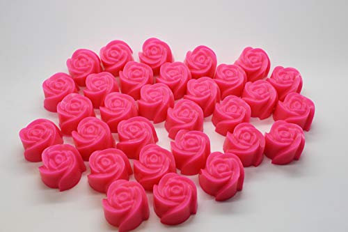 50 x Mini Rose Soap - Wedding Birthday Party Favours - Scented - BULK Oq (Hot Pink - Pink Candy)