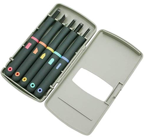 Yoshiharu GX (Japón) Set 5 Cinceles Acero Para Madera Antideslizantes Para Jóvenes, Escuela Secundaria Primaria, Principiantes, Cincel Chisel