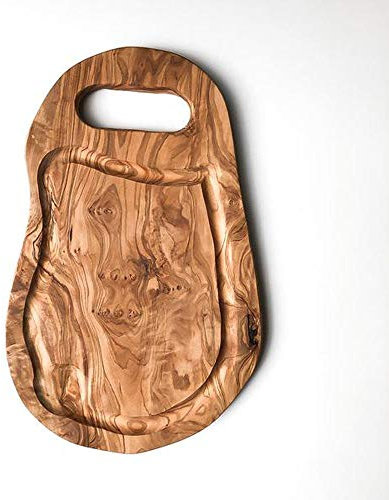 Rustic Olive Wood Chopping Board with Jus Groove - Length 35cm