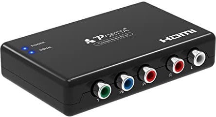 RGB vers HDMI Convertisseur, Portta Component YPbPr + R / L vers HDMI Converter v1.3 ou Video (YPbPr) Audio vers HDMI Convertisseur Transmission 1: 1 Supporter HD 1080p pour PS2 PS3 STB Xbox360 HDTV