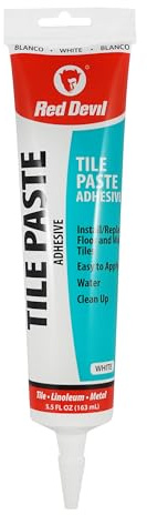 Red Devil 0497 Tile Paste Adhesive - Easy to Use, Permanent Bond for Mosaic, Plastic & Ceramic Tiles - 5.5 Fl. Oz., Tile Glue, White, Made in USA