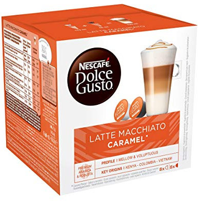 Nescafé Dolce Gusto Latte Macchiato Caramel - Café Gourmand - 96 Capsules (Pack de 6 boîtes x 16)