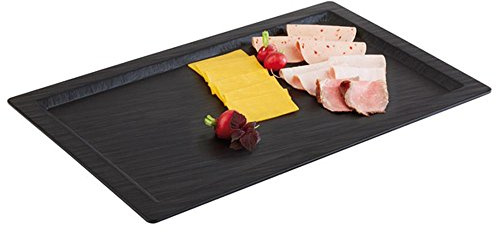 APS 83981 GN 1/1 Tablett Slate, 53 x 32,5 cm, Höhe 1,5 cm, Melamin, schwarz, Schieferlook