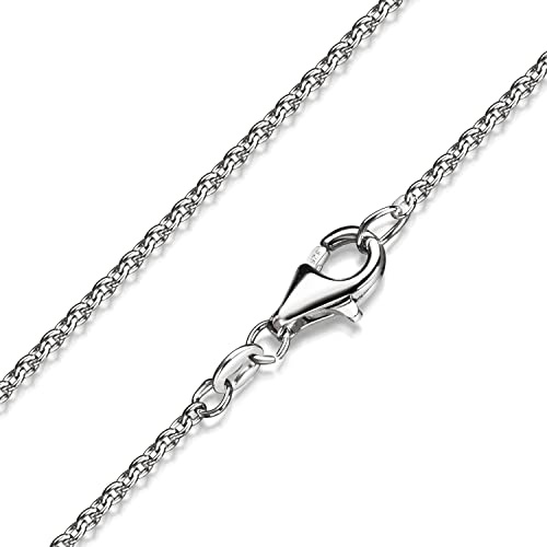 MATERIA Damen Kette 925 Sterling Silber Ankerkette rund 1,1mm rhodinierte Halskette für Frauen in 40 45 50 60 70 cm #K36