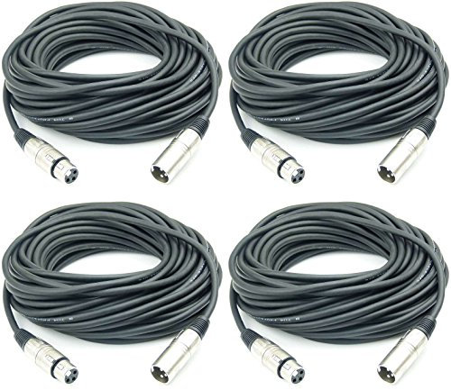 Adam Hall Cables 4 Stück K3MMF1500 Mikrofonkabel XLR female auf XLR male DMX Audio Kabel 3 pol polig (15 m, Schwarz, 4)