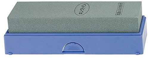 Pierre à Aiguiser Japonaise Waterstone King PB-01 Grain #220, Fabriquée au Japon, avec Etui Rigide Transparent et Support Base Antidérapante 18.5 x 6.3 x 2.5 cm