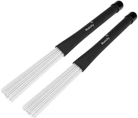 Musiclily Jazz Brush Escobillas de Batería Alambres Retráctil de Nylon para Percusión