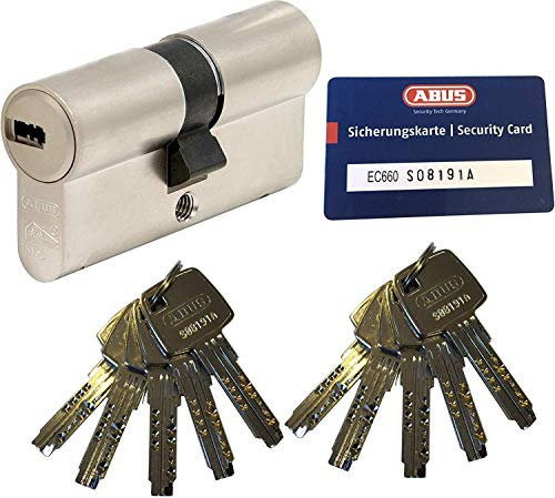 ABUS EC660 Profil-Doppelzylinder Länge (a/b) 30/110mm (c=140mm) mit 10 Schlüssel, mit Sicherungskarte …