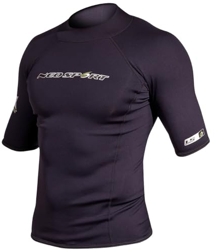 NeoSport Wetsuits Men's XSPAN Short Sleeve Shirt, Black, Large - Diving, Snorkeling & Wakeboarding