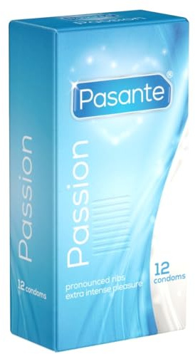Pasante Passion (Ribbed), Rippenkondome für verstärkte Gefühle und einen besonders intensiven Orgasmus, 1 x 12 Stück