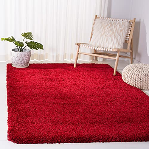 SAFAVIEH Milan Shag Collection Area Rug - 4' x 6', Red, Solid Design, Non-Shedding & Easy to Clean, Plush Thick Pile, Ideal for Living Room, Bedroom (SG180-4040)