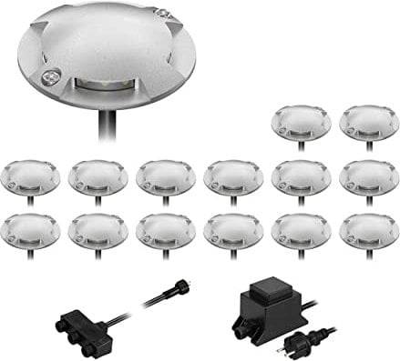 ledscom.de LED Boden-Aufbau-Leuchte Bunda für außen, 4-flammig, befahrbar, kalt-weiß, 15er Set