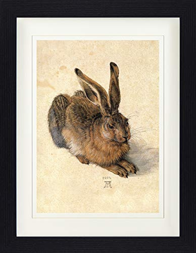 1art1 Albrecht Dürer Poster Junger Feldhase, 1502 Gerahmtes Bild Mit Edlem Passepartout | Wand-Bilder | Im Bilderrahmen 40x30 cm