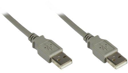 Kabelmeister® Anschlusskabel USB 2.0 Stecker A an Stecker A, 0,5m, grau