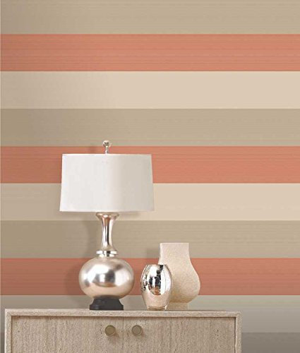 Olivia II Burnt Orange Cream and Gold Striped Wallpaper 6160