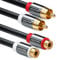 deleyCON 10m Rallonge Cinch RCA Câble Audio Stéréo 2x Mâle vers 2x Femelle Connecteurs Métal Dorés Noir