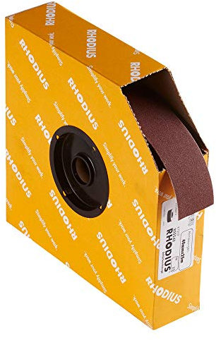 RHODIUS SPBR, 1 Stück Schleifleinen 40 mm x 25 m K150, für Metall und Holz, Schleifpapier, Handschliff, Schleifband, Schmirgelpapier, Rollenware