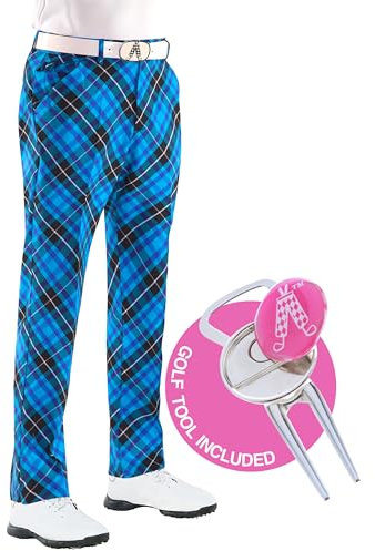 ROYAL & AWESOME HERREN-GOLFHOSE, Mehrfarbig (Blue Plaid Trews), W40/L34