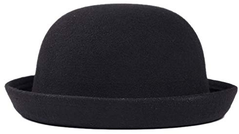 Elee Child Girls Vintage Wool Felt Bowler Hat Caps Derby Cap Dome Hat (#1 Black)