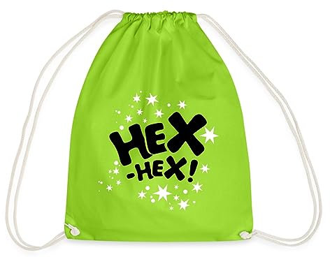 Spreadshirt Bibi Blocksberg Hexspruch Hex Hex Mit Sternen Turnbeutel, One size, Neongrün