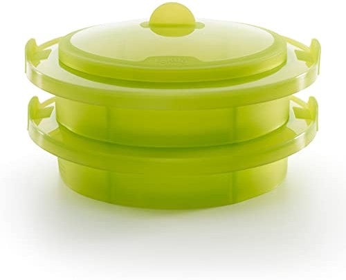 Lékué Vaporera silicona platino 2 niveles, Verde, 22 cm