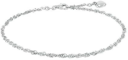 Amor bracelet de cheville en argent sterling 925 dames bijoux d'été, 25 cm, argent, coeur, Livré dans une boîte cadeau de bijoux