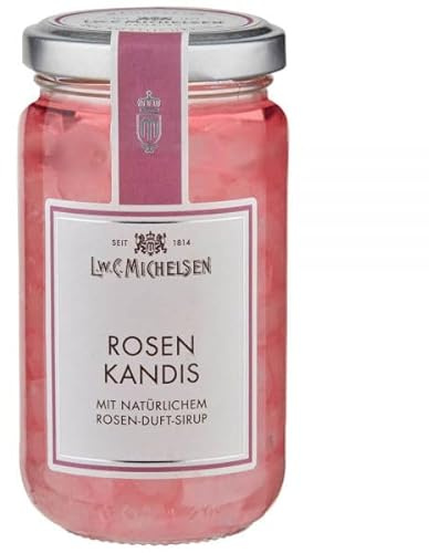 L.W.C. Michelsen - Rosen- Kandis (250g) | Weißer Kandis eingelegt in Rosen-Sirup | frische & fruchtige Note | für Tee-Liebhaber | Geschenkidee für Sie und Ihn