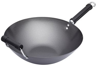 KitchenCraft World of Flavours Wok Carbon Non Stick, Carbon Steel Wok, Extra Large Pan, 36cm (14''), Black