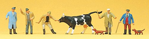 Preiser 10048 Cattle Traders (5) with Dogs (2) & Cow Exclusive Figure Ser