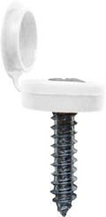 BargainBitz 25 X White Number Plate Hinged Snap Cover Cap Screw Screws Car Np8 Free P&P