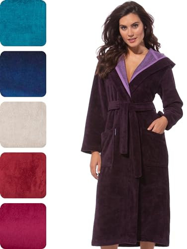 Morgenstern Peignoir Femme Long Capuche Lux Violet I Medium