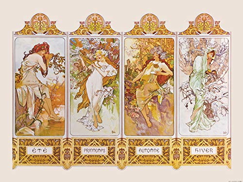 1art1 Alphonse Mucha Poster Die Vier Jahreszeiten, 1896 Kunstdruck Bild 80x60 cm