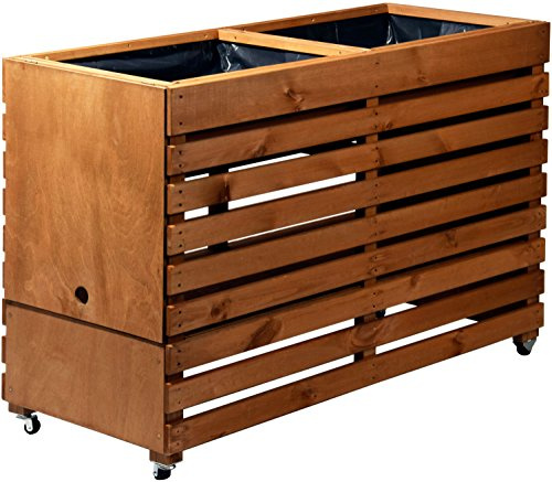 dobar großes Hochbeet auf Rollen aus Holz, XL Frühbeet Bausatz für Gemüse Kräuter, 100 x 50 x 71 cm, braun