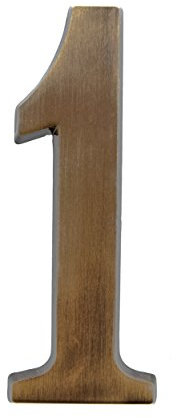 HUBER Hausnummer 1 aus Messing 20 cm I Hausnummern für Haus & Tür I Hausnummer XL I Hausnummernschilder in edlem Messing 3D Design, house number