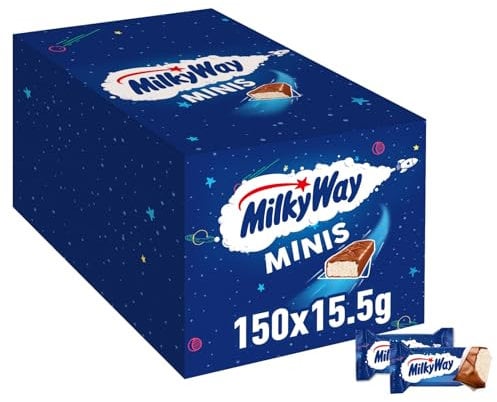 Milky Way Minis Schokoriegel, Schokolade Großpackung, Lockere Milchcreme, 150 x 15.5g, 2,3kg